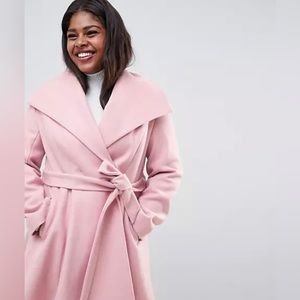 Beautiful Pink ASOS Curve Waterfall Tie Coat